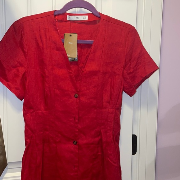 Linen Red Dress - Picture 1 of 3